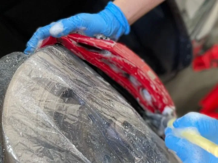 ブレーキディスクの養生