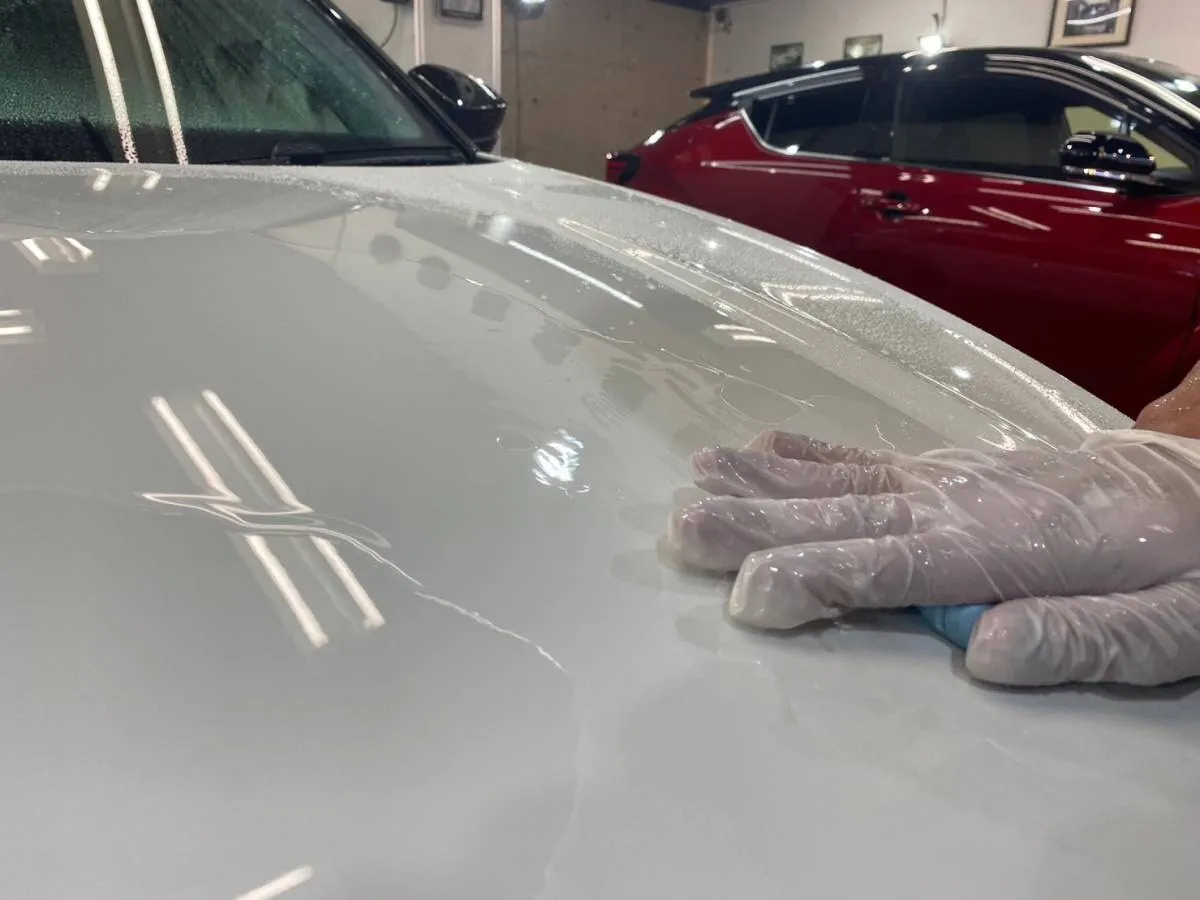 新車なので鉄粉は少な目ですが、トラップ粘土で細かい鉄粉を丁寧に除去します