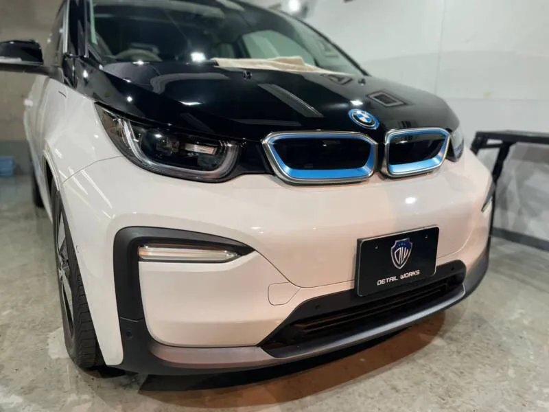 東京のBMWi3の窓ガラスとリアハッチガラスのコーティング施工店