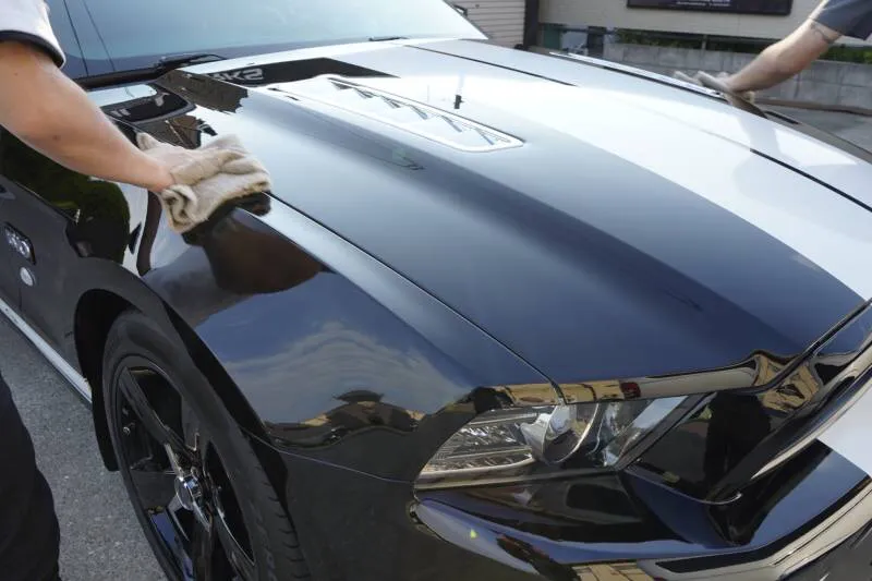 車の艶美な艶と黒の濃淡、塗装の奥行きを感じさせるプレスライン